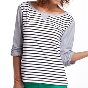 Anthropologie Postmark women M Conductor Stripe Blouse Long Tab Sleeve Size M